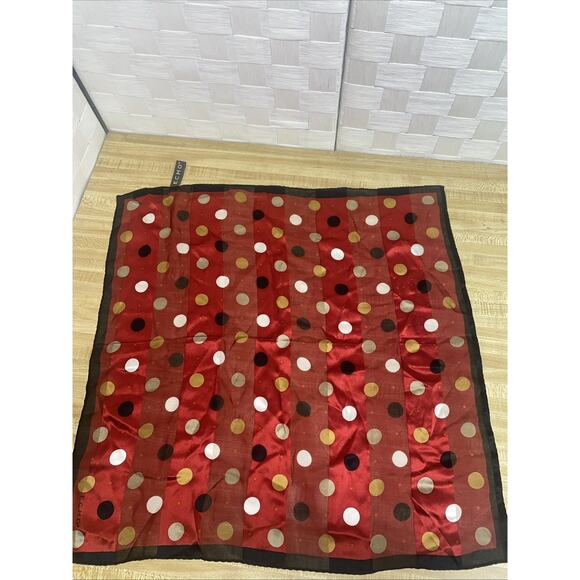 Vintage 1980s ECHO 20” Square Silk Scarf Red With Black White Polka Dots - Picture 1 of 7